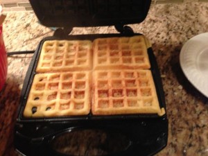 My own cornbread waffles still on the waffle iron